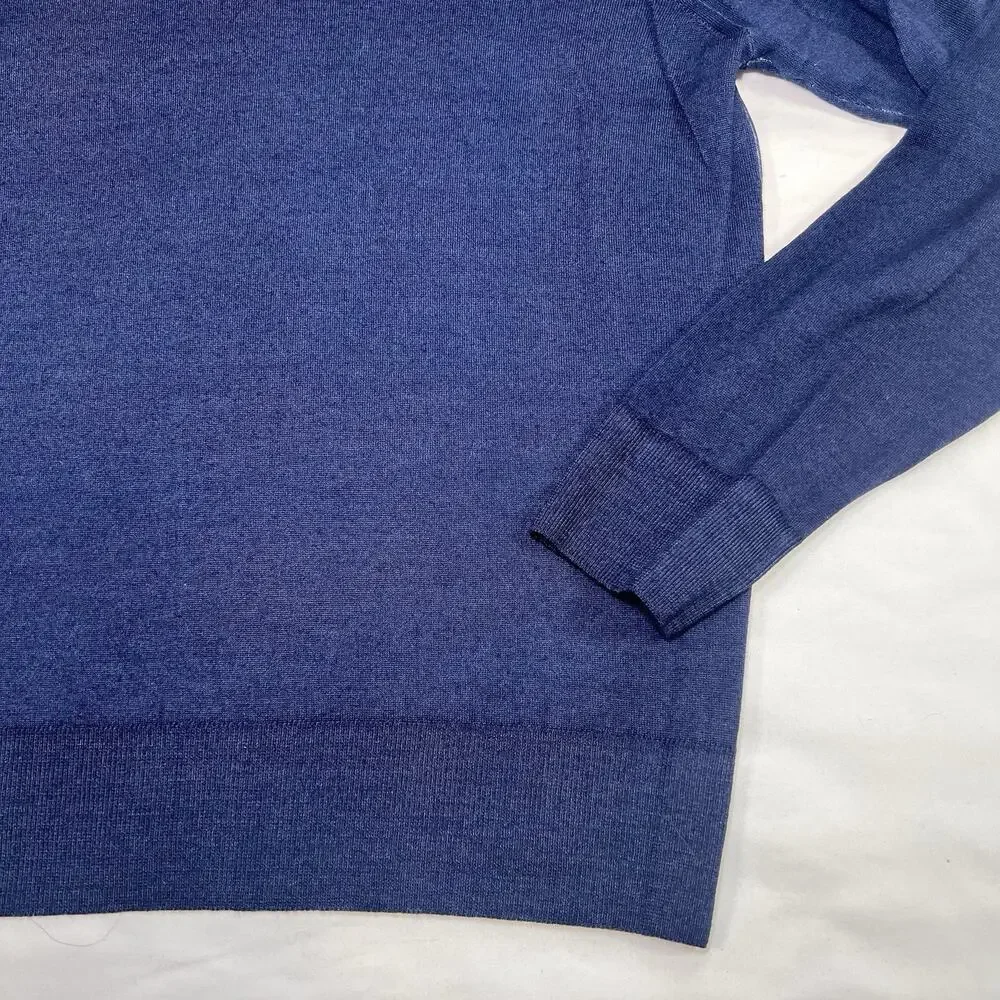 Allen Edmonds Sweater Mens Size XL Navy Blue V-Neck Fine Merino Wool Italy *READ